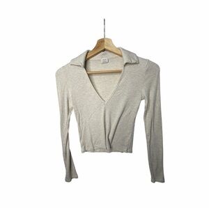 Wilfred Cream Ribbed V-Neck Blouse